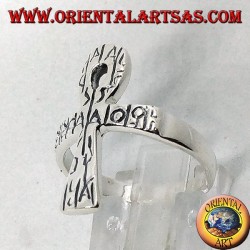Anillo de plata con ankh, llave de vida o ansata cruz.