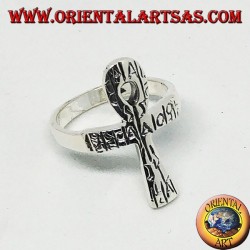 Silver ring with ankh, key of life or ansata cross