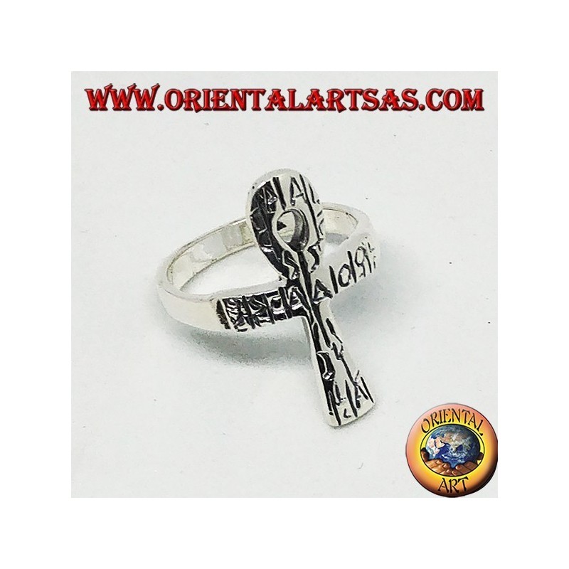 Silberring mit Ankh, Lebensschlüssel oder Ansata-Kreuz