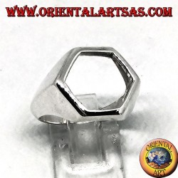 Shield silver ring with hexagonal hole