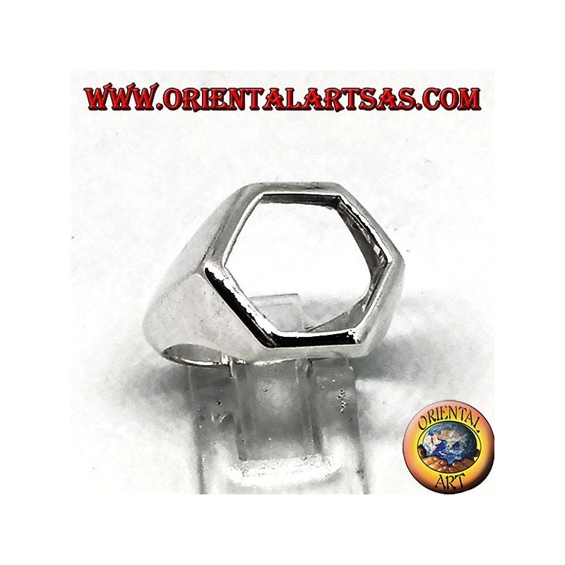 Bouclier bague en argent avec trou hexagonal