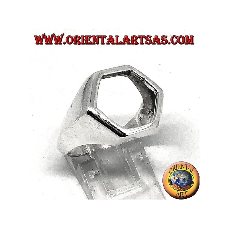 Bouclier bague en argent avec trou hexagonal
