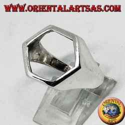 Shield silver ring with hexagonal hole