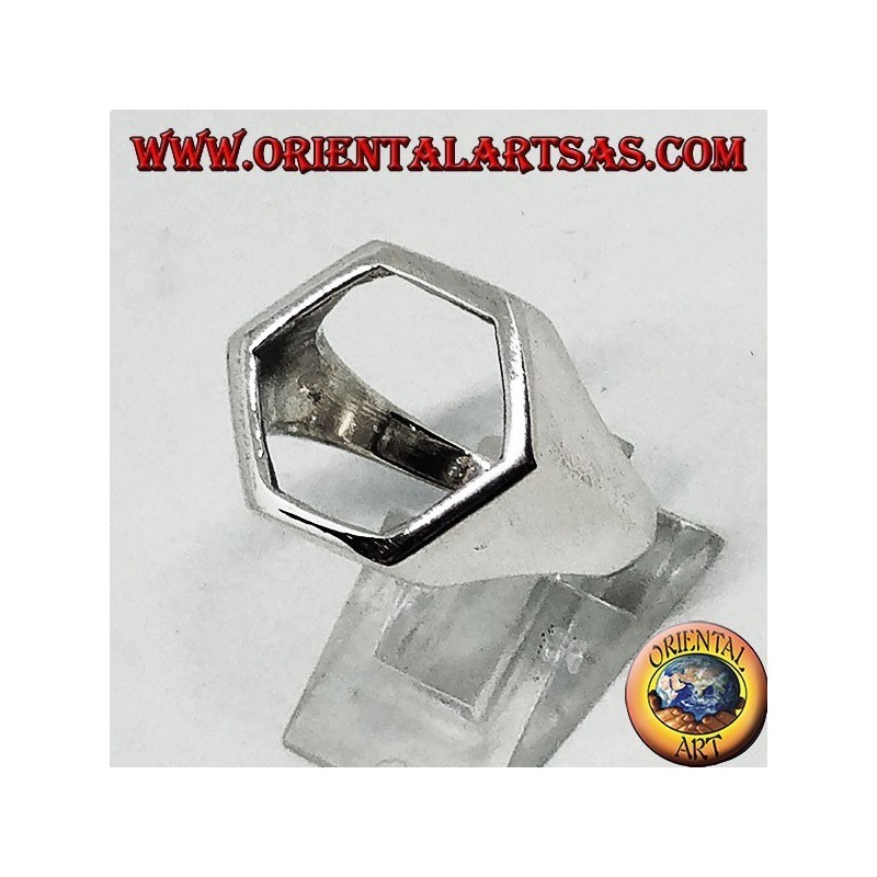 Bouclier bague en argent avec trou hexagonal