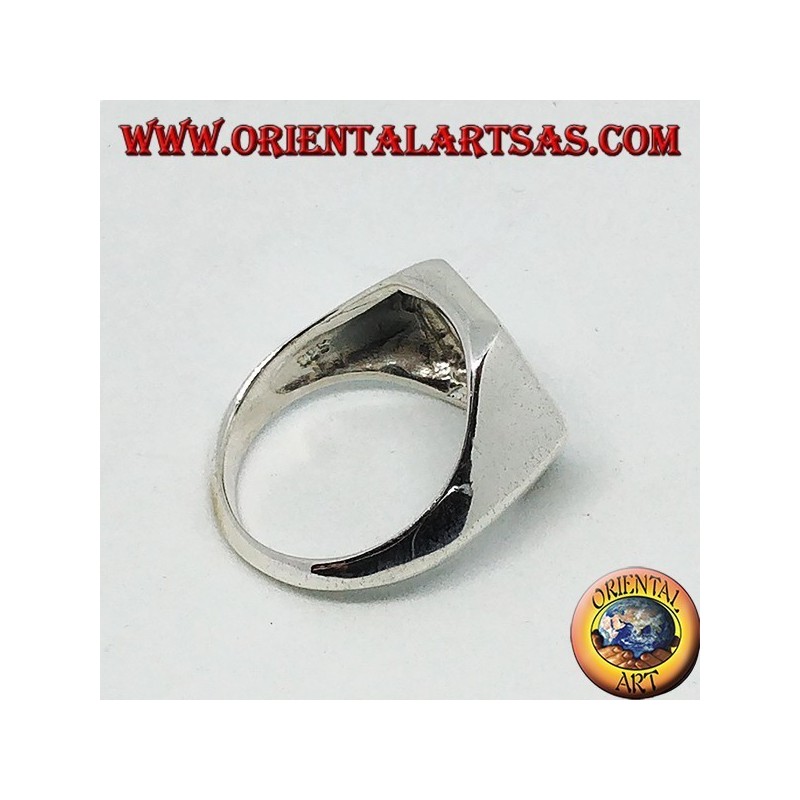 Anello in argento a scudo con foro esagonale
