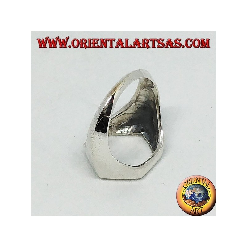 Anello in argento a scudo con foro esagonale