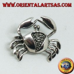 Silver brooch with crab-shaped marcasites