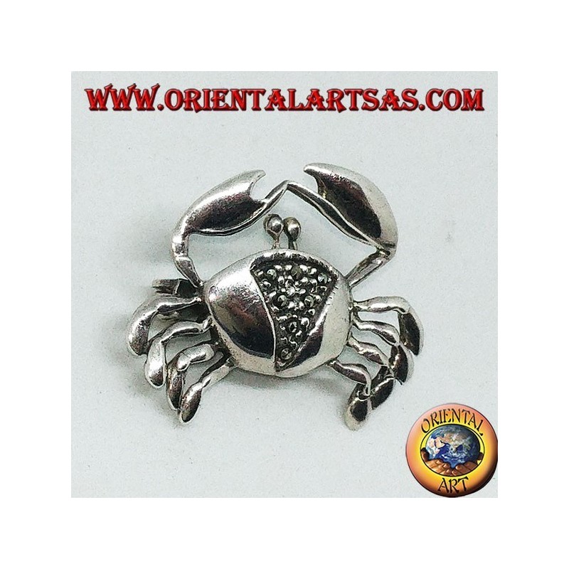 Silver brooch with crab-shaped marcasites
