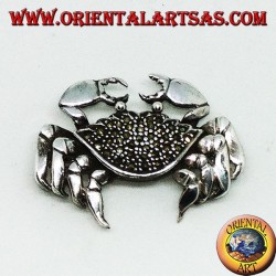 Silver brooch with crab-shaped marcasites (large)
