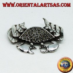 Silver brooch with crab-shaped marcasites (large)