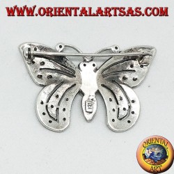 Silver brooch with assorted semiprecious stones in the shape of a butterfly