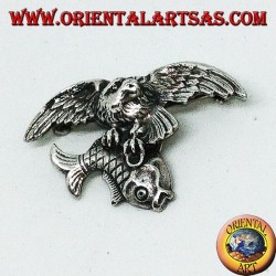 Silver brooch Osprey fishing a fish