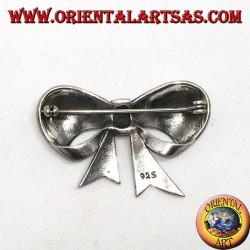Silver brooch with bow shaped marcasites