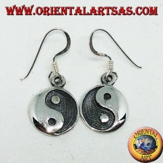 Silber Yin Yang Anhänger Ohrring, Taijitu (T'ai Chi T'u)