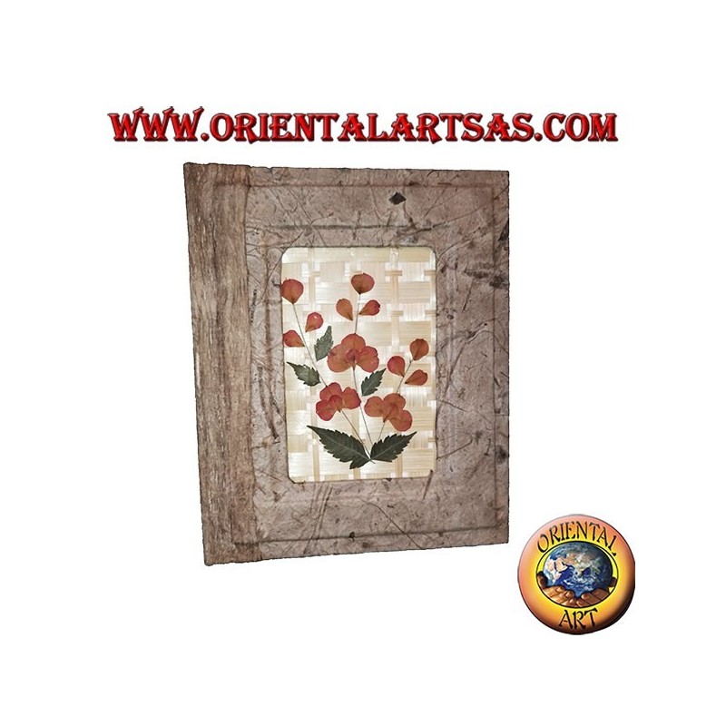 Fotoalbum in Baumrinde mit Relief von Blütenblättern, 20 cm