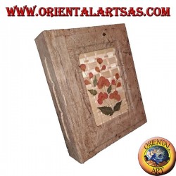 Álbum de fotos en corteza de árbol con bajorrelieve de pétalos, 20 cm.