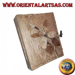 Photo album in tree bark with floral pattern, 20 cm