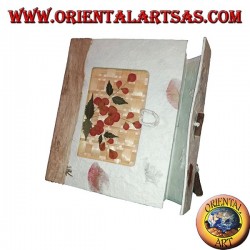 Álbum de fotos en papel de arroz y pétalos de flores con cierre, 20 cm.
