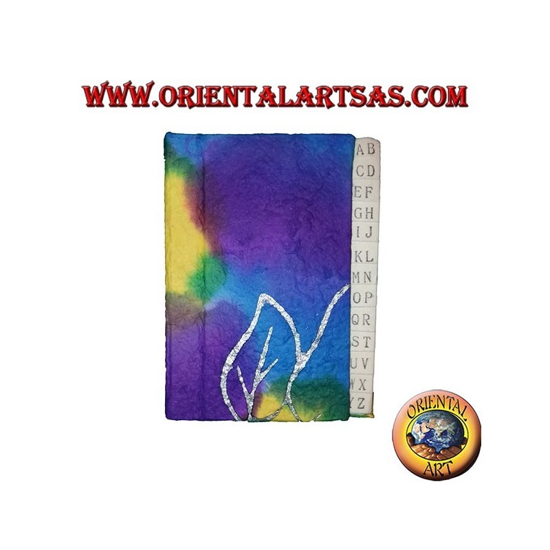 Telephone book in colored rice paper in cold colors, 12 cm