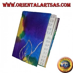 Telephone book in colored rice paper in cold colors, 12 cm