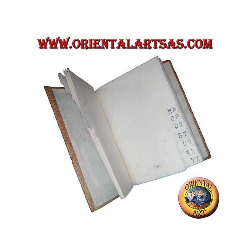 Telephone book in tree bark and rice paper, 12 cm
