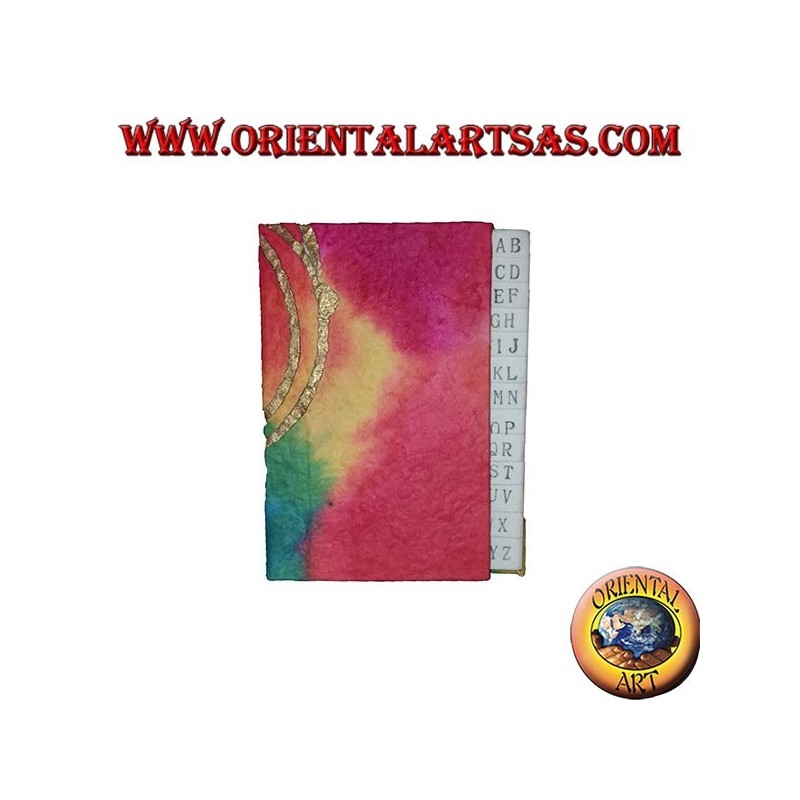 Telephone book in colored rice paper in warm colors, 12 cm