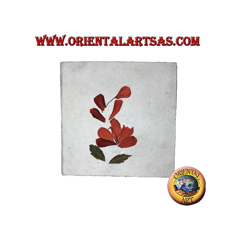 Notizbuch aus Reispapier und Blütenblättern, 10x10 cm