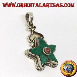 pendentif en argent naturel Turquoise Étoile tibétaine