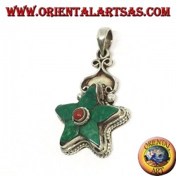 colgante de plata de la turquesa natural tibetano de la estrella