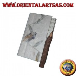 Telephone book in rice paper and petals with pencil in the trunk, 11 cm
