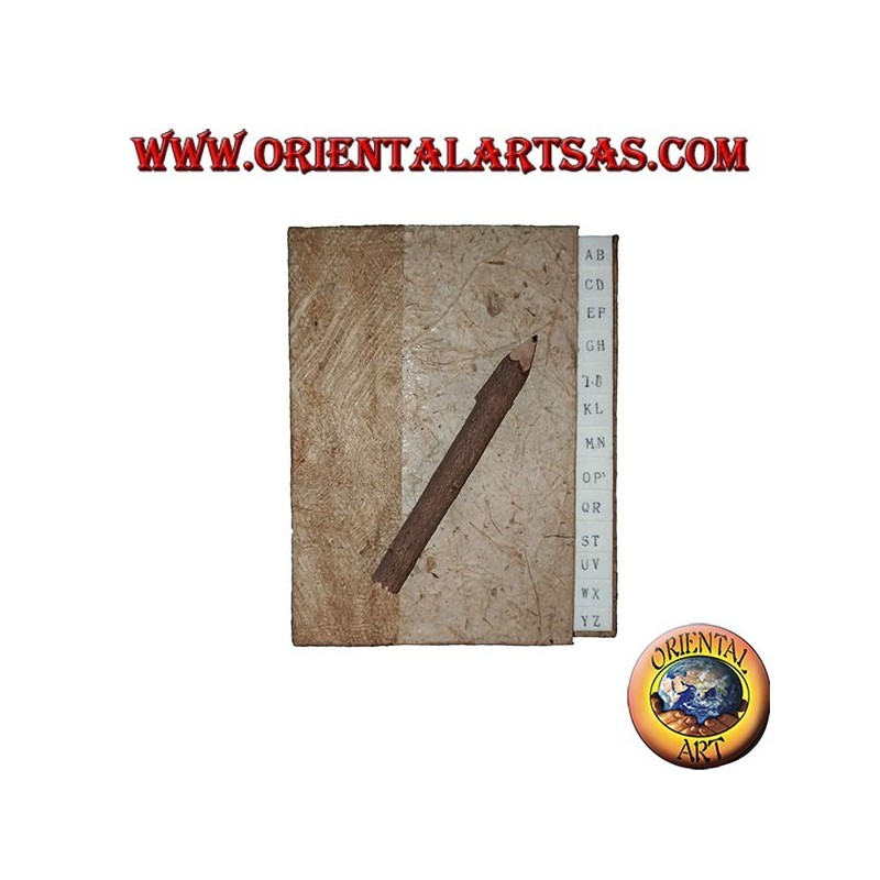 Rubrica telefonica in corteccia d'albero con matita nel tronco, 14 cm