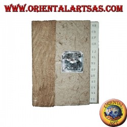 Annuaire téléphonique en écorce d'arbre et plaque avec éléphant et arbre, 14 cm