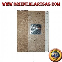 Telephone book in tree bark and plaque with elephant, 14 cm