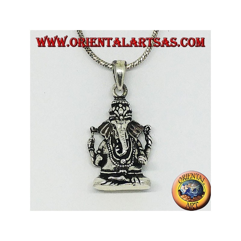Silver pendant with statuette of Ganesha or Ganesh (large)