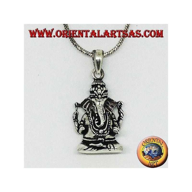 Pendentif en argent avec statuette de Ganesha ou Ganesh (grand)