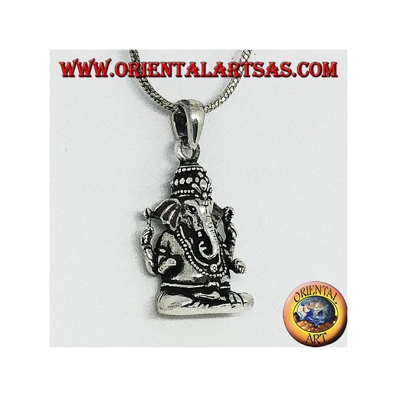 Silberanhänger mit Statuette von Ganesha oder Ganesh (groß)