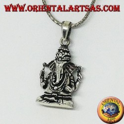 Pendentif en argent avec statuette de Ganesha ou Ganesh (grand)