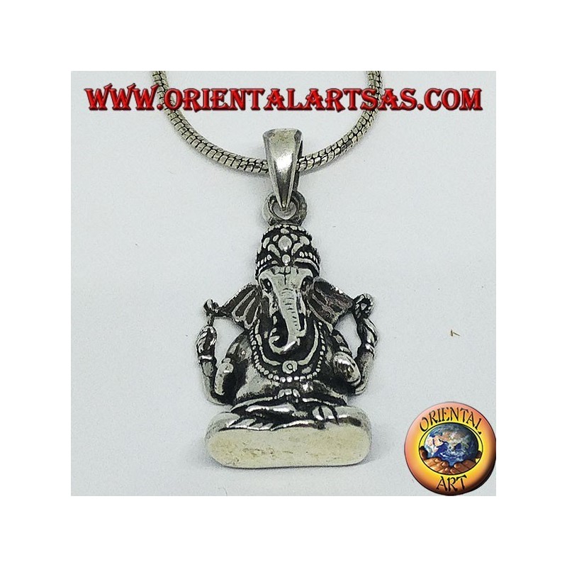 Silberanhänger mit Statuette von Ganesha oder Ganesh (groß)