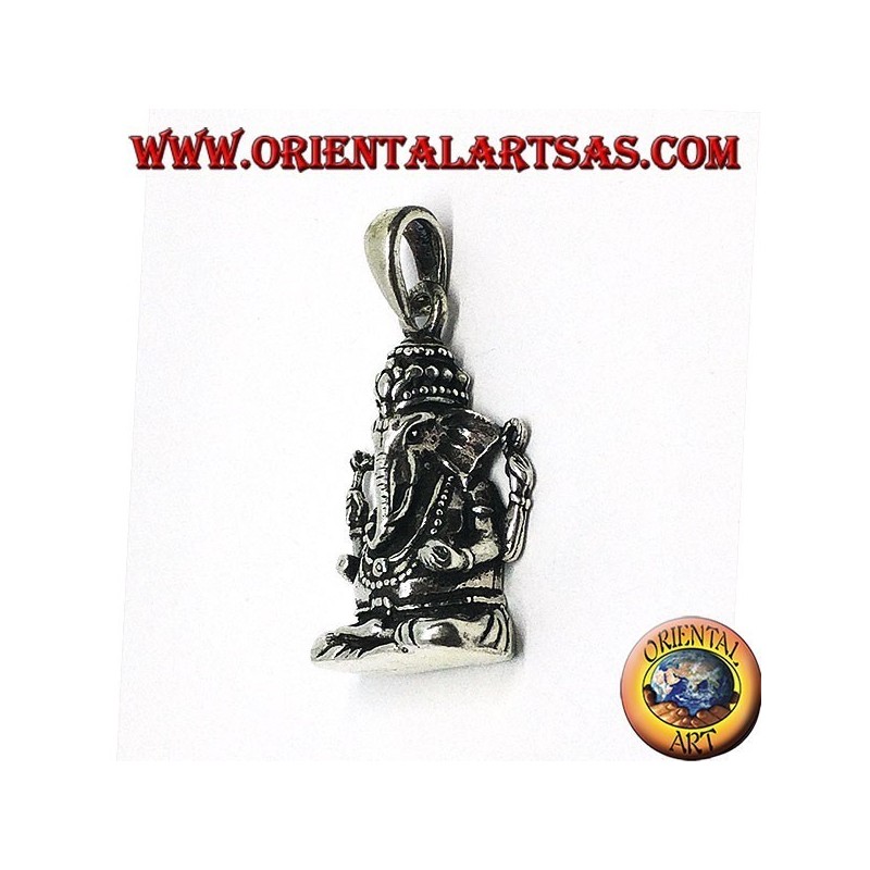 Silberanhänger mit Statuette von Ganesha oder Ganesh (groß)