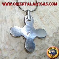 Silver cross pendant with five beautiful moonstones (adularia)