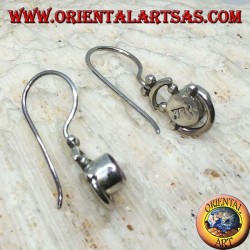 Boucles d'oreilles en argent avec améthyste soufflée ronde et demi-cercles en argent