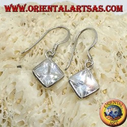 Silver earrings with rhombus zircon
