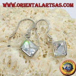 Pendientes de plata con circonitas rombo.
