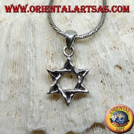 Ciondolo in argento, stella di Davide battuta (stella ebraica) 