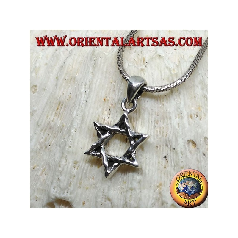 Silver pendant, beaten David's star (Jewish star)
