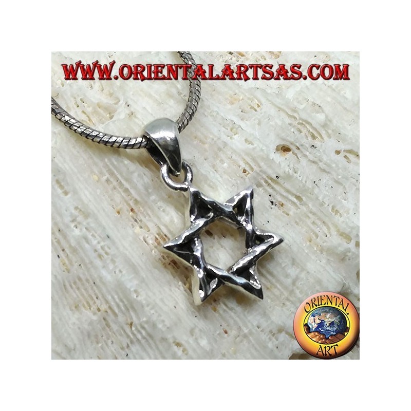 Silver pendant, beaten David's star (Jewish star)