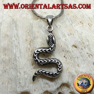Silver pendant, S crawling snake