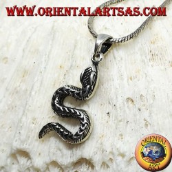 Silver pendant, S crawling snake