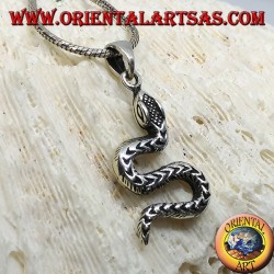 Silver pendant, S crawling snake