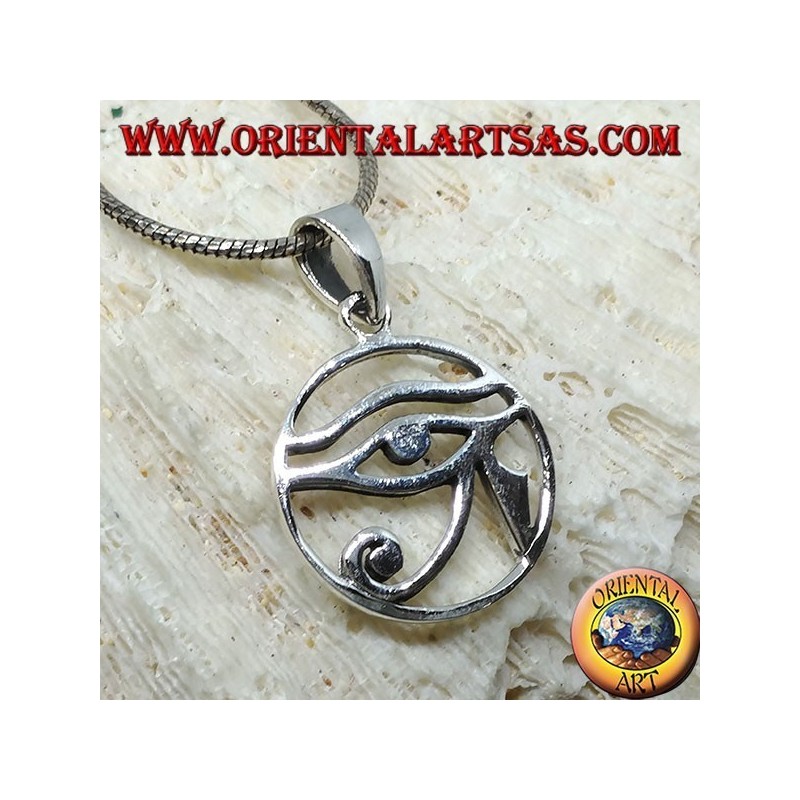 Pendentif en argent, oeil d'Horus lisse dans le cercle